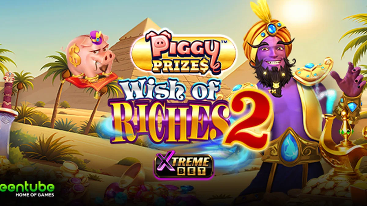 Interface vibrante e mágica do jogo de slot Piggy Prizes Wish of Riches 2