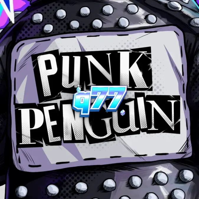 Captura de tela do jogo de slot Punk Penguin, mostrando pinguins em um palco de concerto punk com multiplicadores SuperSpinners.